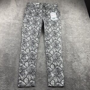 Seven7 Tummy Less Slim Pants Womens 10 Gray Snake Pattern Mid Rise‎ Skinny NWT
